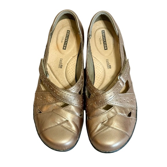 Clarks Shoes - Clarks Collection Ashland Bronze Metallic Leather Mary Jane Shoes Womens 8.5 W